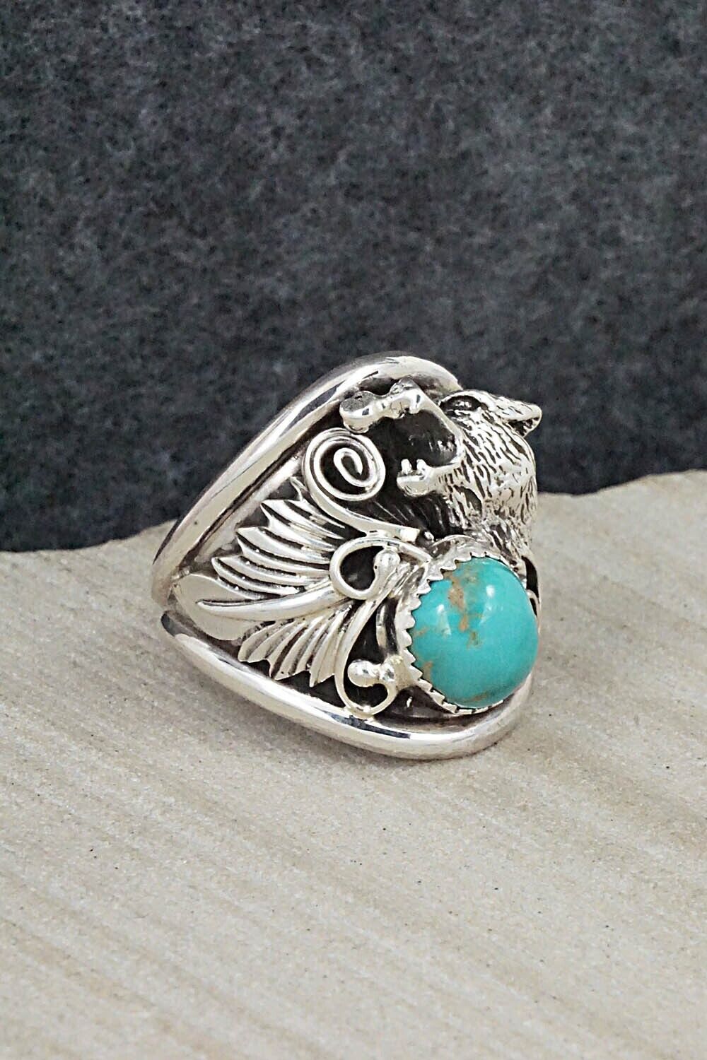 Turquoise & Sterling Silver Ring - Jeannette Saunders - Size 10.5