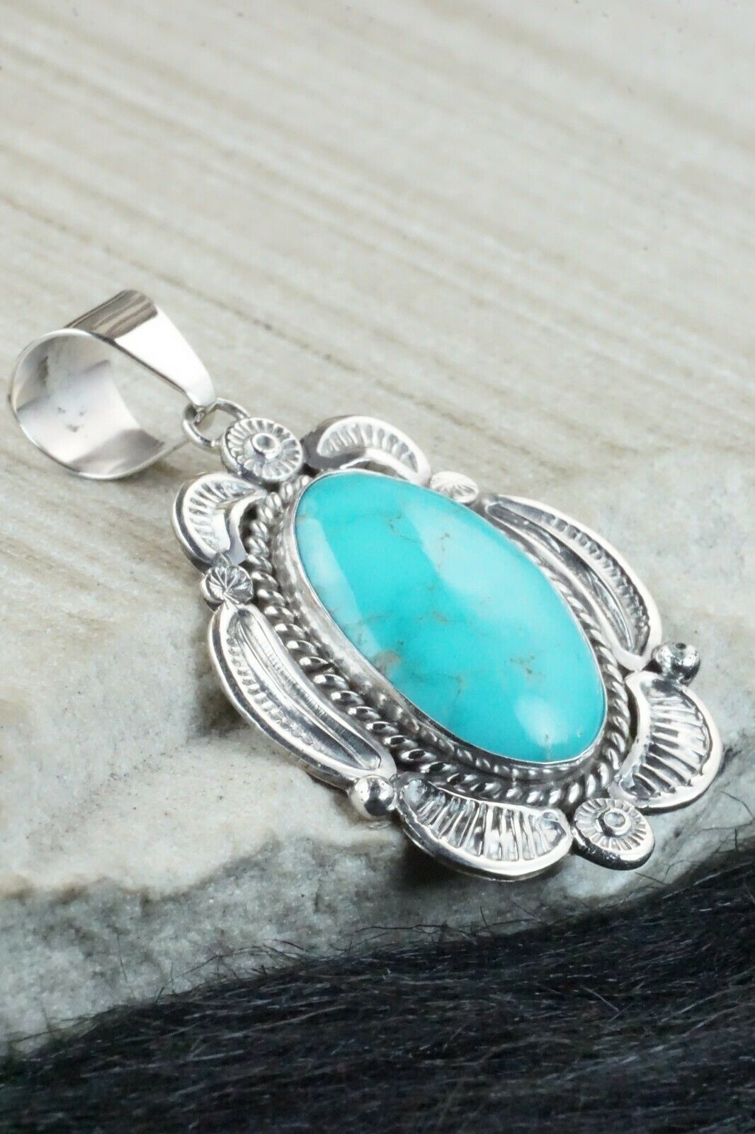 Turquoise & Sterling Silver Pendant - Ella Linkin