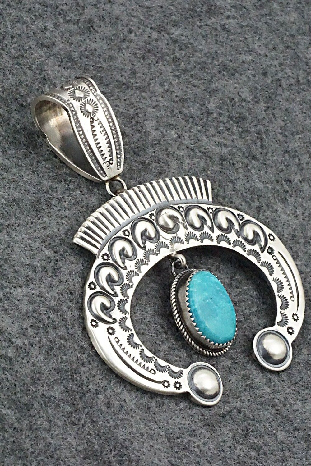 Turquoise and Sterling Silver Pendant - Martha Cayatineto