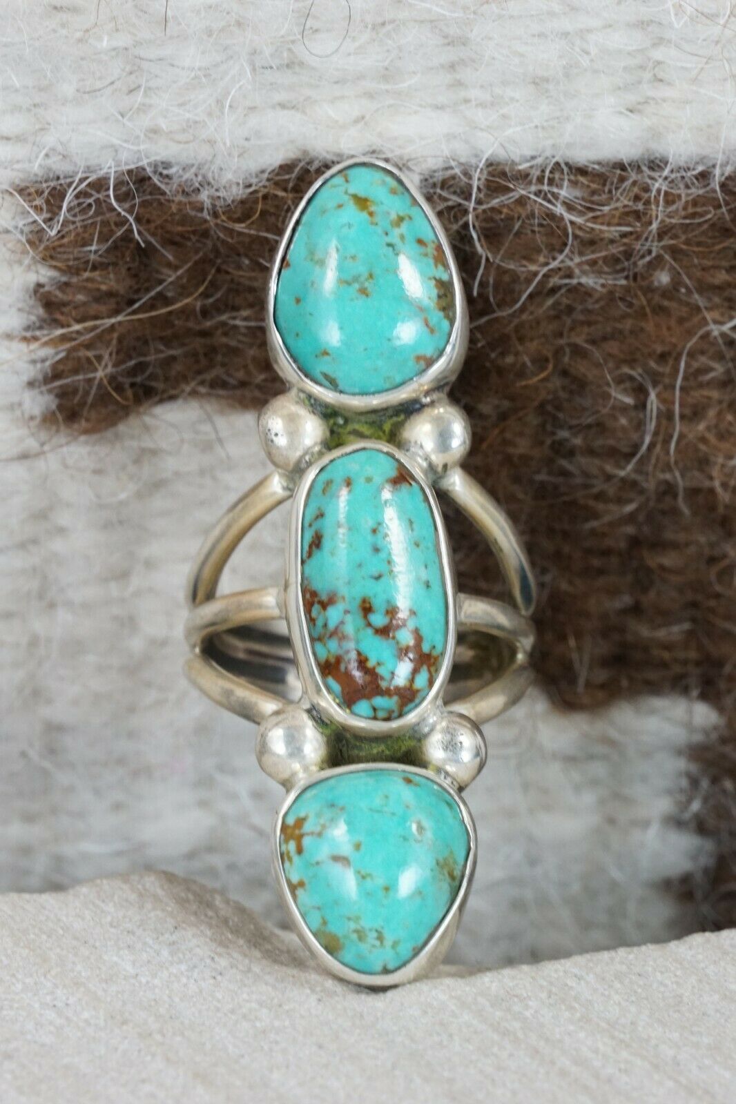 Navajo Turquoise and Sterling Silver Ring - Rick Martinez - Size