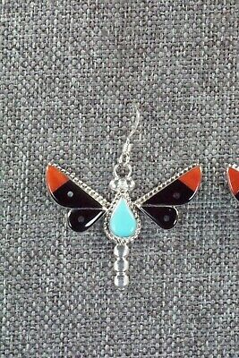 Multi Stone & Sterling Silver Inlay Earrings - Leavus Ahiyite