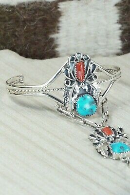 Turquoise & Coral Bracelet and Ring - Harry B. Yazzie