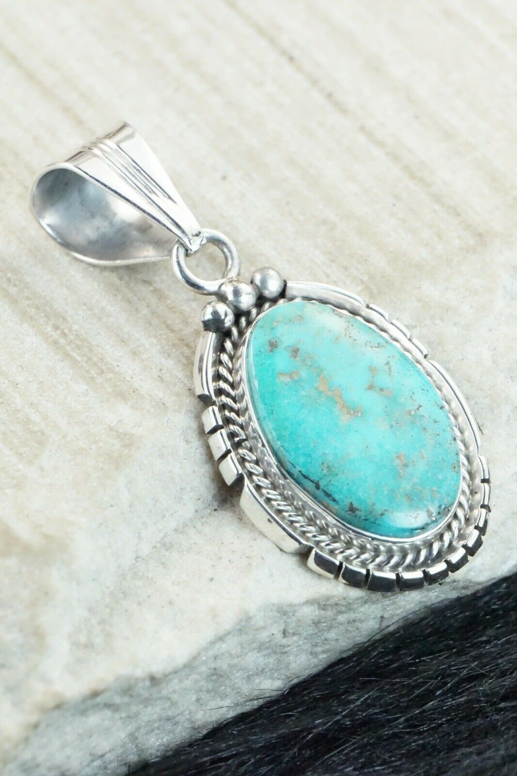 Turquoise & Sterling Silver Pendant - Samuel Yellowhair