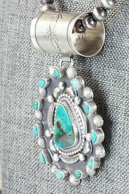 Turquoise and Sterling Silver Pendant & Necklace - Tom Lewis
