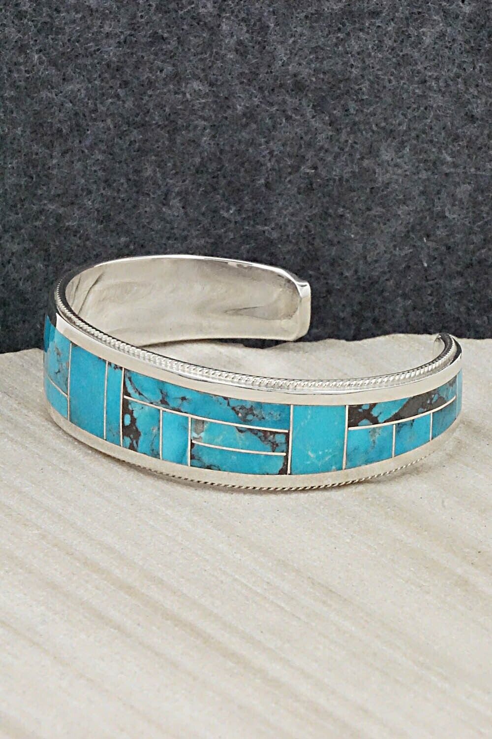Turquoise & Sterling Silver Inlay Bracelet - Rickel Booqua
