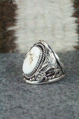 White Buffalo & Sterling Silver Ring - Leonard Spencer - Size 9.5 - High Lonesome Trading