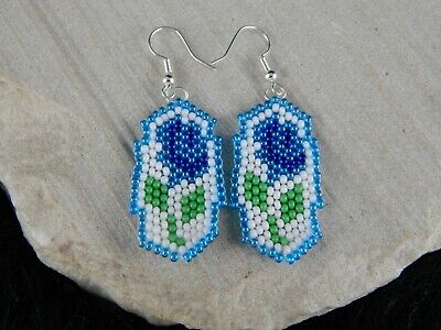 Zuni Glass Bead Flower Earrings - Lathen - High Lonesome Trading