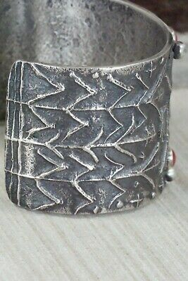 Turquoise, Coral and Sterling Silver Bracelet - Stuart Billie
