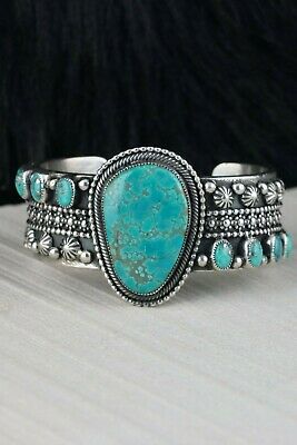 Navajo Turquoise & Sterling Silver Bracelet - Myron Etsitty