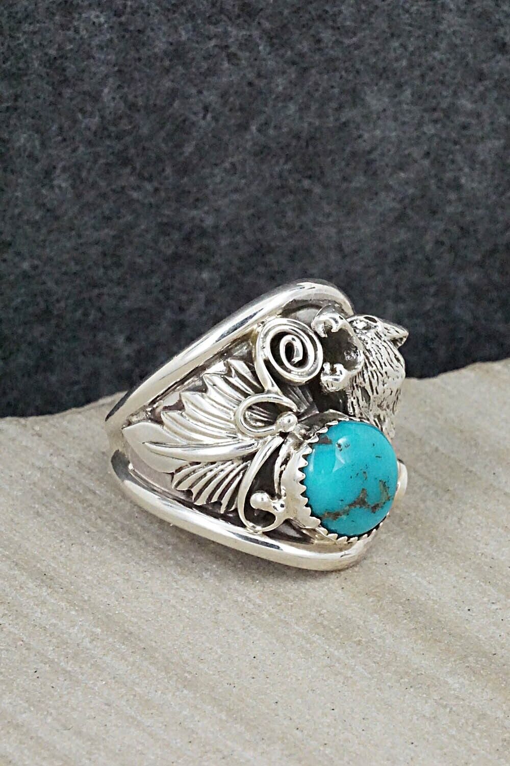 Turquoise & Sterling Silver Ring - Jeannette Saunders - Size 11.75