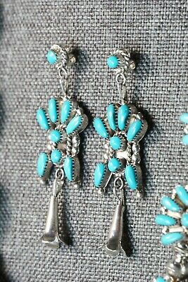Zuni Turquoise & Sterling Silver Squash Blossom Set - Vie Bobelu