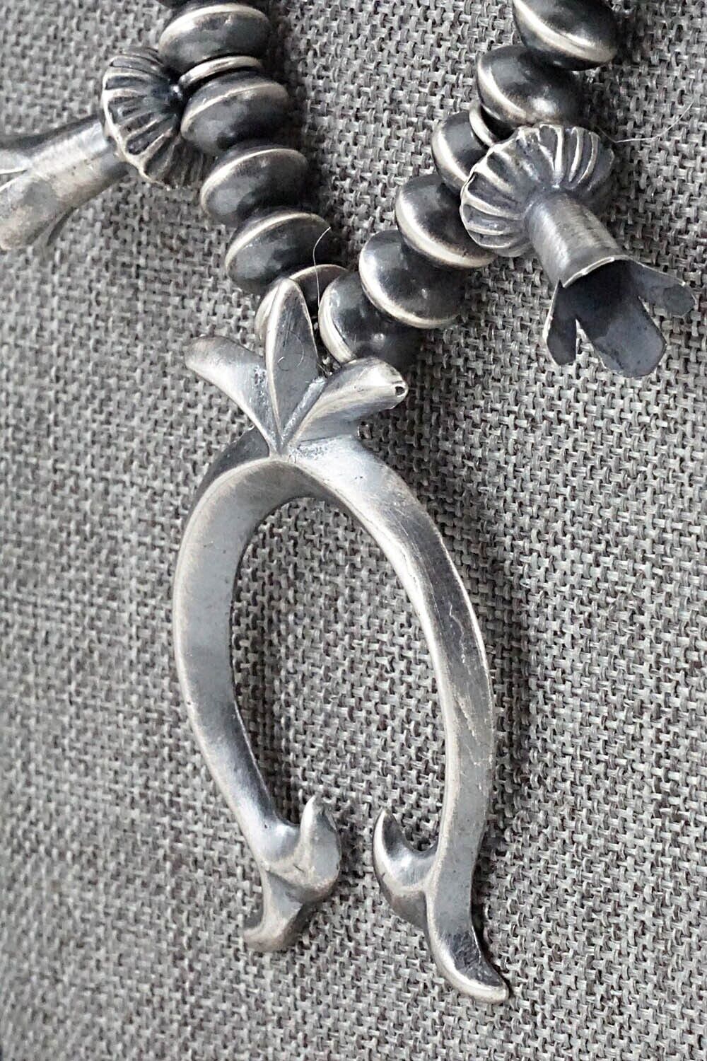 Sterling Silver Navajo Pearl Squash Blossom Necklace - Presley Haley