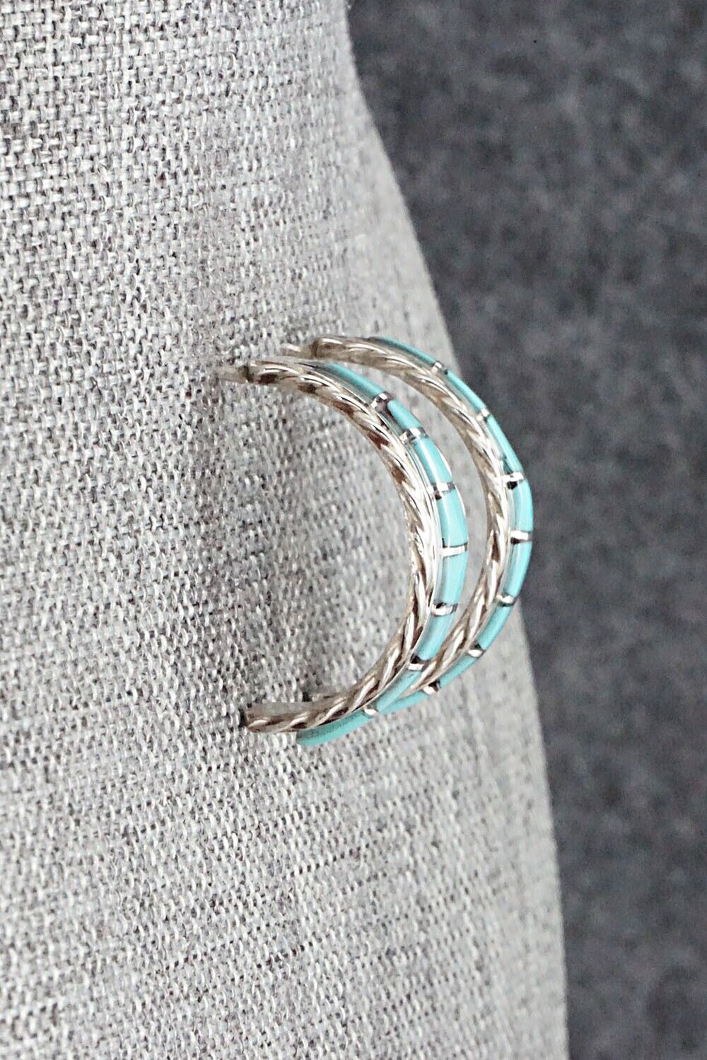 Turquoise & Sterling Silver Hoop Earrings - Malcolm Chavez
