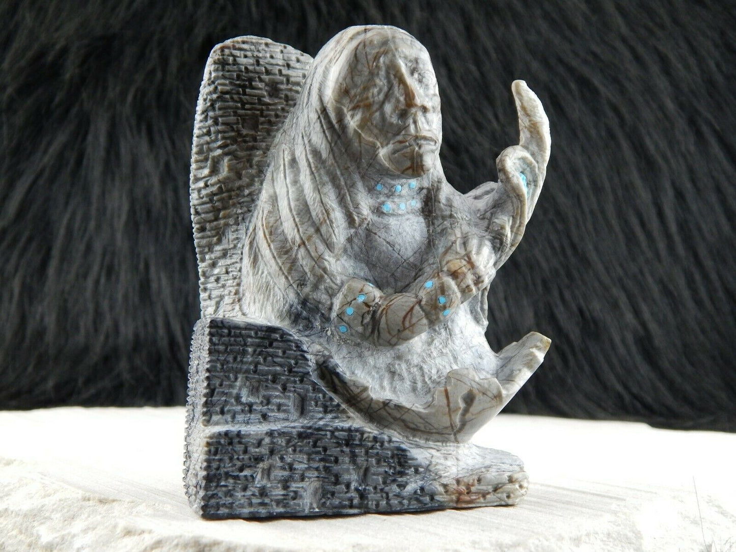 Medicine Man Zuni Fetish Carving - Herbert Him - High Lonesome Trading