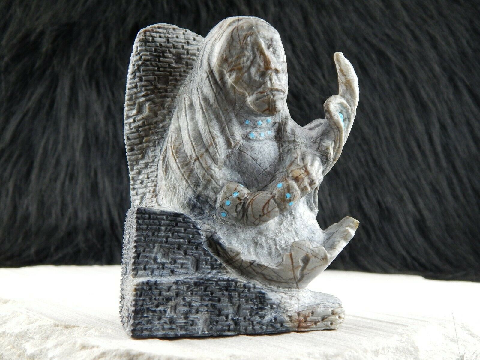 Medicine Man Zuni Fetish Carving - Herbert Him - High Lonesome Trading