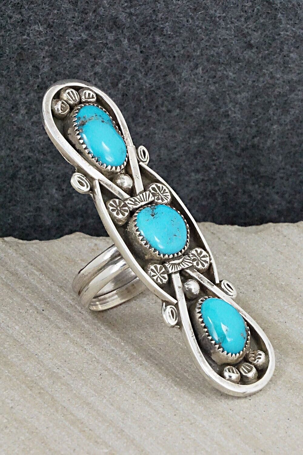 Turquoise & Sterling Silver Ring - Priscilla Reeder - Size 8.5