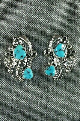 Navajo Turquoise and Sterling Silver Earrings - Harry Yazzie - High Lonesome Trading