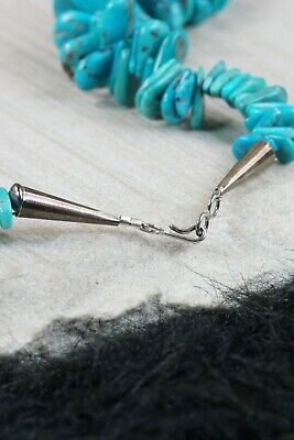 Turquoise, Spiny Oyster & Sterling Silver Necklace - Native American