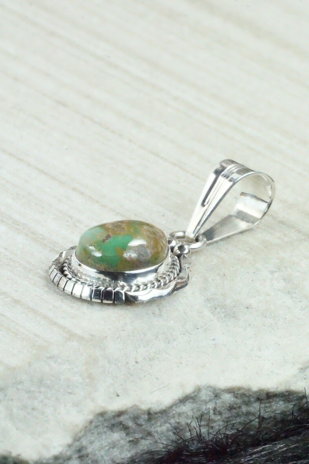 Turquoise and Sterling Silver Pendant - Samuel Yellowhair - High Lonesome Trading