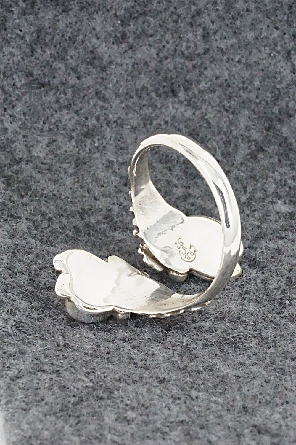 Coral and Sterling Silver Ring - Etta Belin - Size 9.5