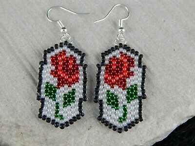 Zuni Glass Bead Flower Earrings - Lathen - High Lonesome Trading