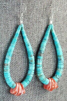 Turquoise, Spiny Oyster & Sterling Silver Earrings - Lupe Lovato
