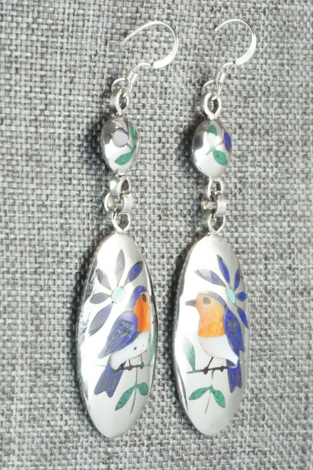 Multi Stone & Sterling Silver Earrings - Quintin Quam Sr.