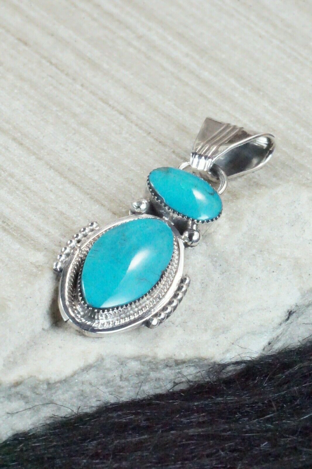 Turquoise and Sterling Silver Pendant - Bobby Platero
