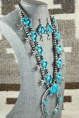 Turquoise & Sterling Silver Squash Blossom Set - Raymond Delgarito