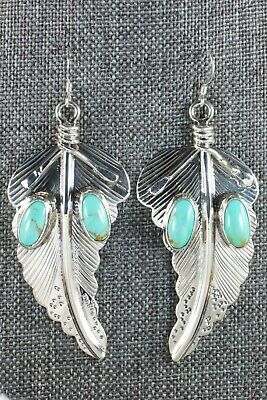 Navajo Turquoise & Sterling Silver Earrings - Daryl Delgarito - High Lonesome Trading