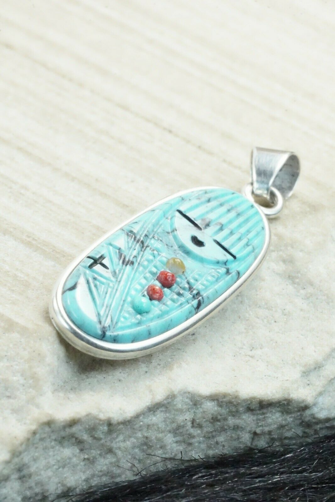 Turquoise & Sterling Silver Pendant - Stuart Quandelacy