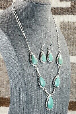 Navajo Turquoise & Sterling Silver Necklace Set - Tom Lewis