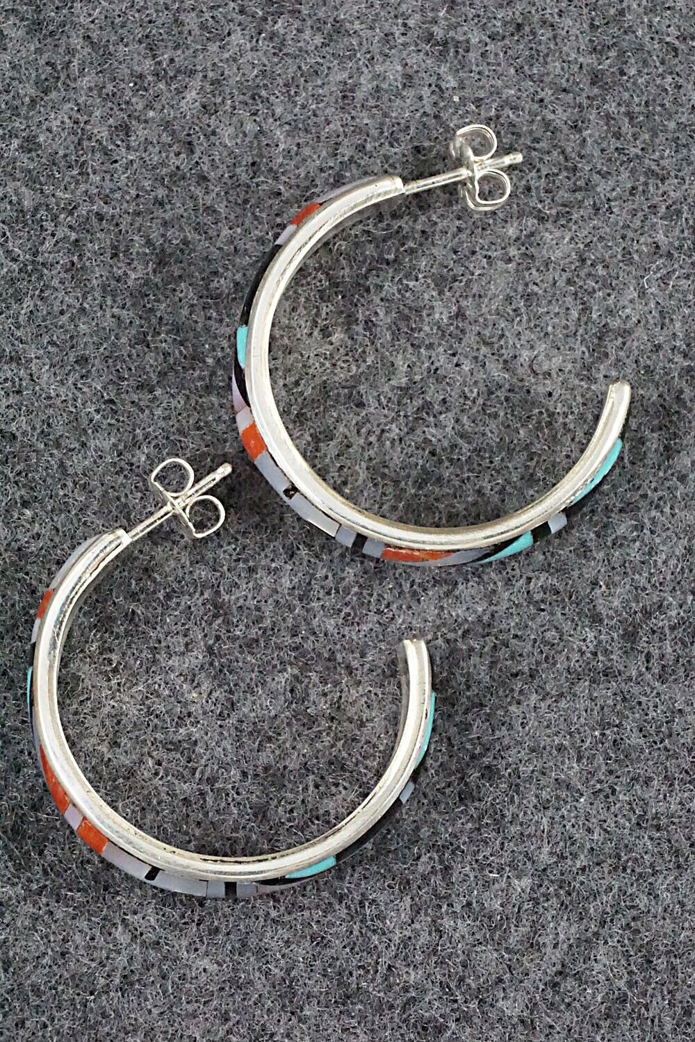 Multi Stone Inlay & Sterling Silver Earrings - Delberta Boone