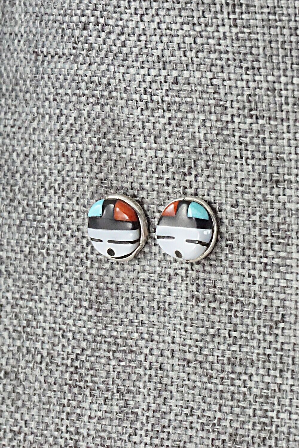 Multi Stone Inlay & Sterling Silver Earrings - Judith Homer