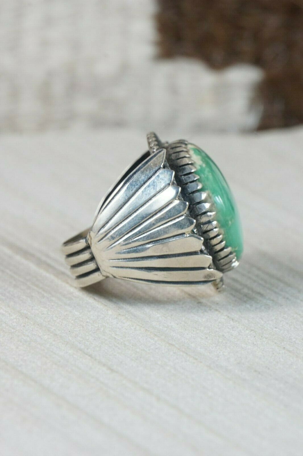 Navajo Turquoise and Sterling Silver Ring - Myron Etsitty - Size 11 - High Lonesome Trading