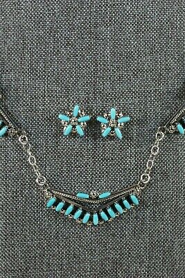 Zuni Turquoise & Sterling Silver Necklace & Earrings Set - Veronica Martza - High Lonesome Trading