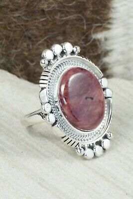 Spiny Oyster & Sterling Silver Ring - Daniel Benally - Size 10