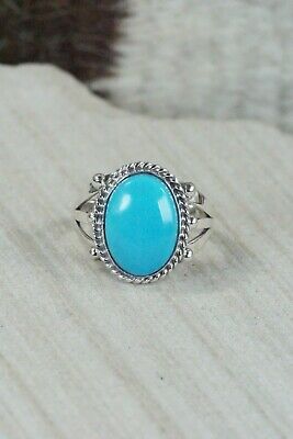 Navajo Turquoise & Sterling Silver Ring - Genevieve Frank - Size 9