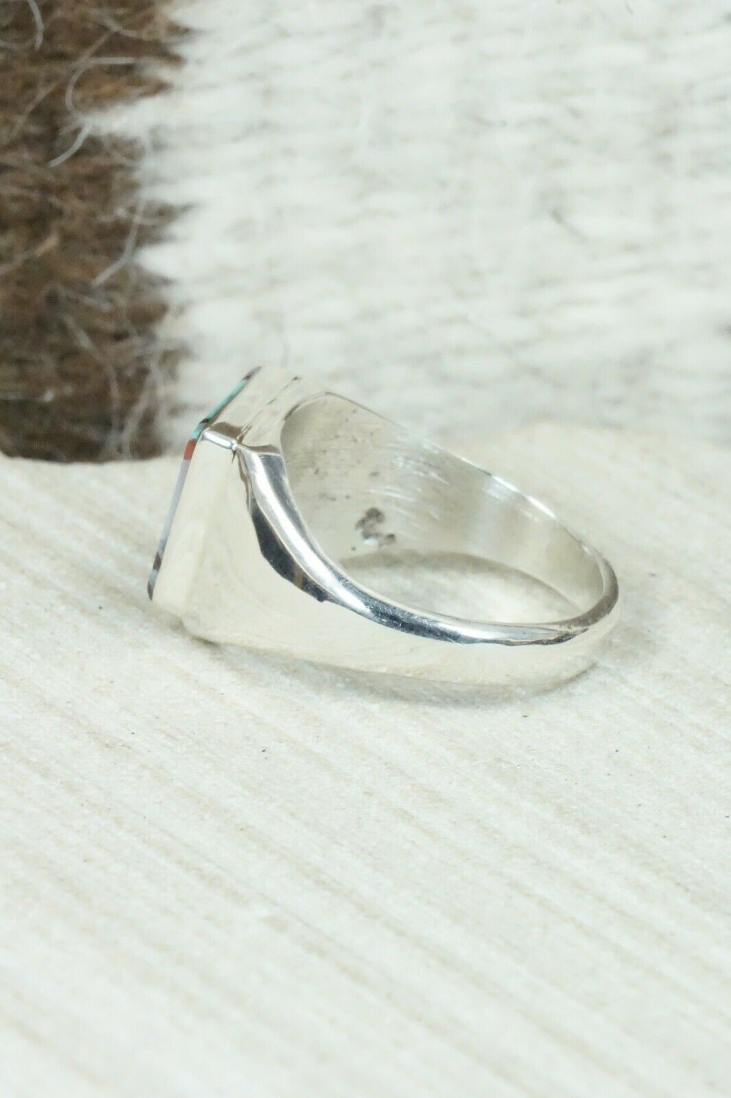 Multi Stone & Sterling Silver Ring - Herbert Kallestewa - Size 9.5