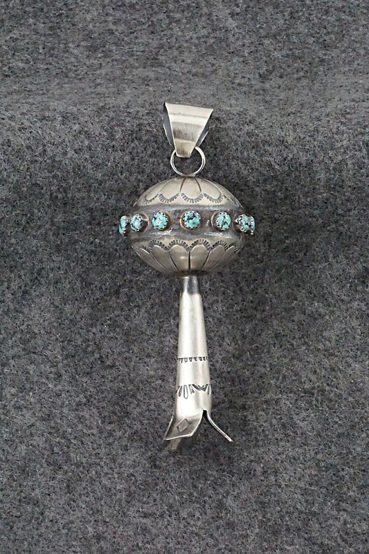 Turquoise and Sterling Silver Blossom Pendant - Tim Yazzie