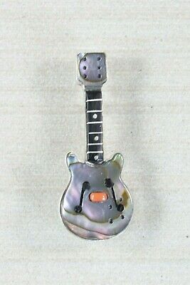 Zuni Abalone Guitar and Sterling Silver Pendant - Eric Lonjose - High Lonesome Trading