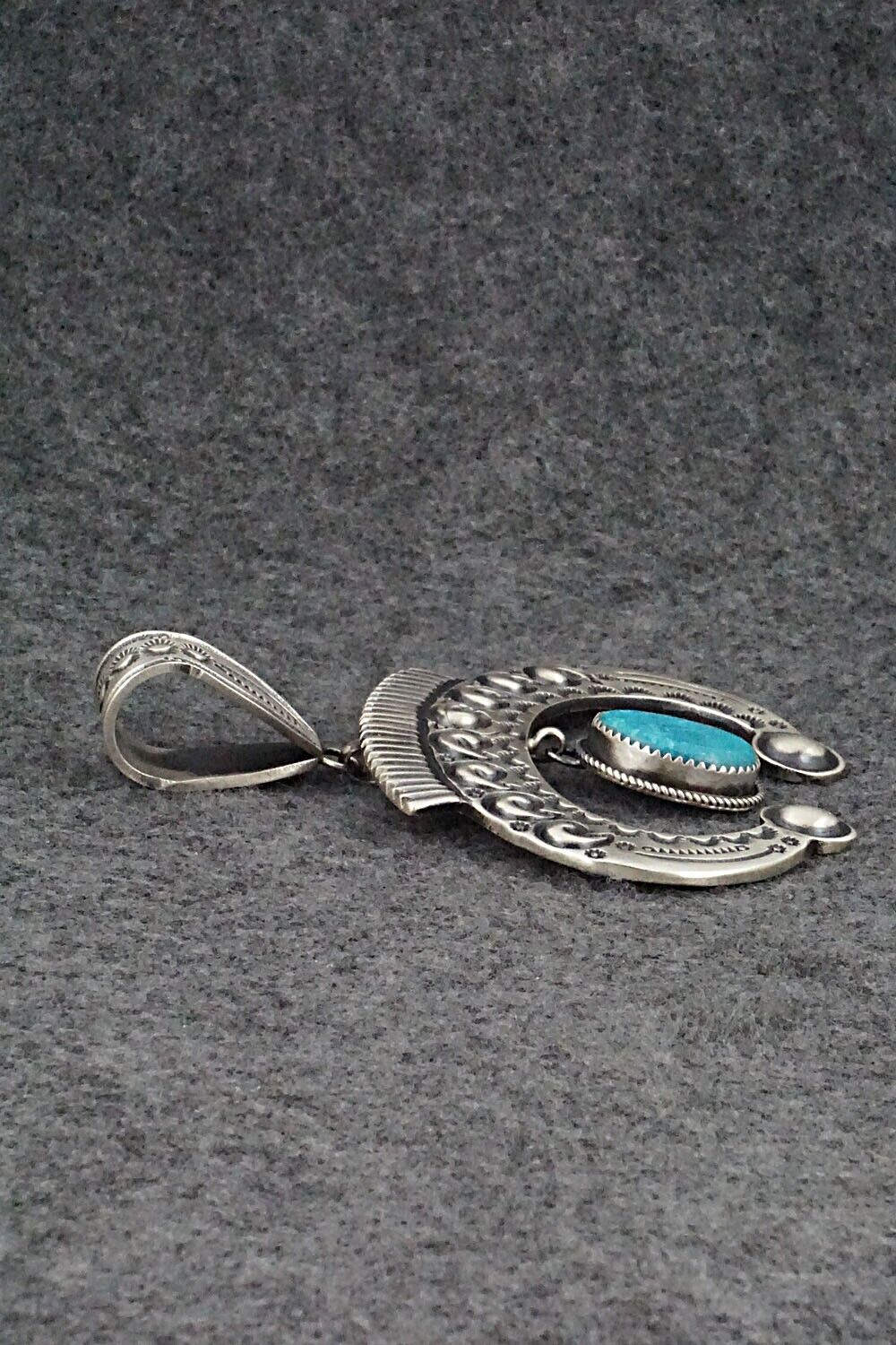 Turquoise and Sterling Silver Pendant - Martha Cayatineto