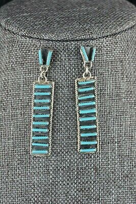 Zuni Turquoise & Sterling Silver Earrings - Ophelia Soseeah - High Lonesome Trading