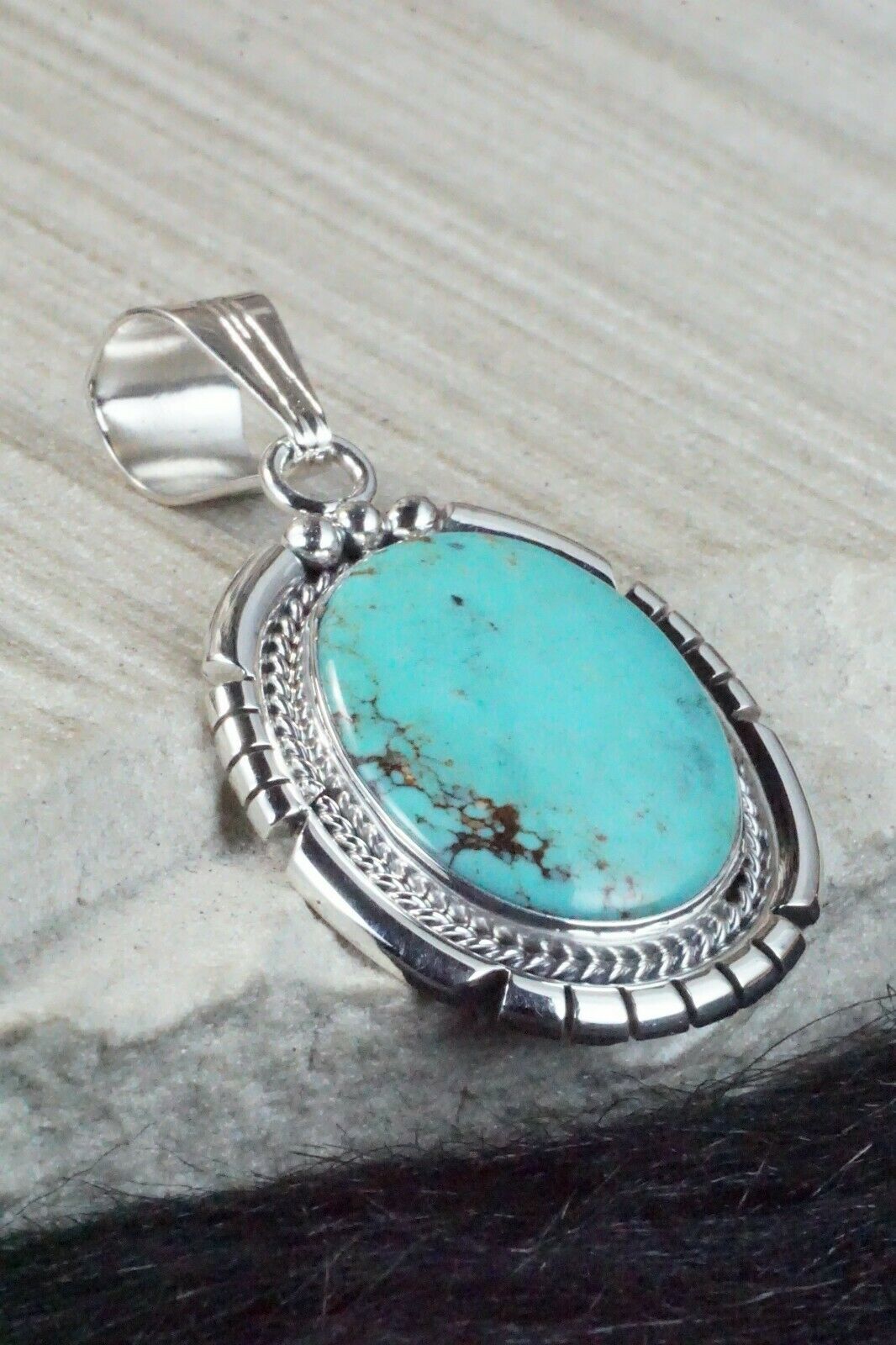 Turquoise & Sterling Silver Pendant - Samuel Yellowhair