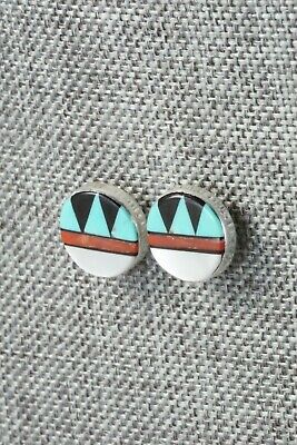 Multi Stone Inlay & Sterling Silver Earrings - Tyronne Martinez