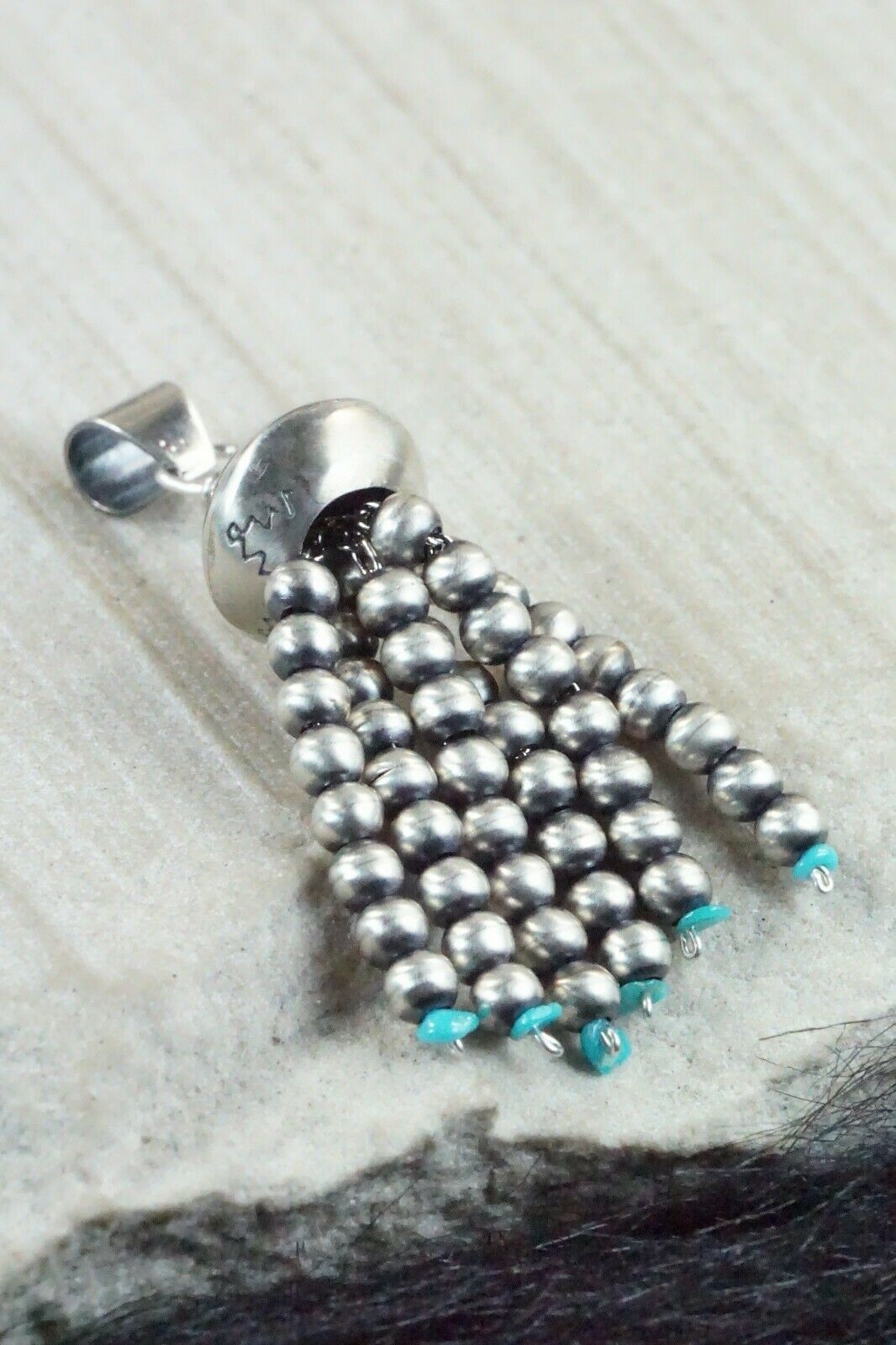 Navajo Turquoise and Sterling Silver Tassel Pendant - Jan Mariano