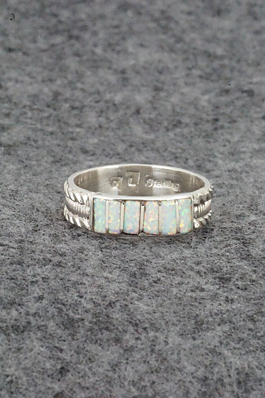 Opalite & Sterling Silver Inlay Ring - Orlando Laweka - Size 7.5