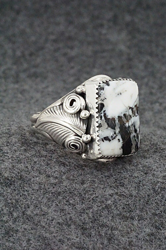White Buffalo & Sterling Silver Ring - Darrell Morgan - Size 12