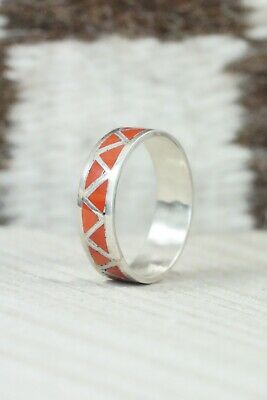 Coral & Sterling Silver Ring - Tina Haloo - Size 8