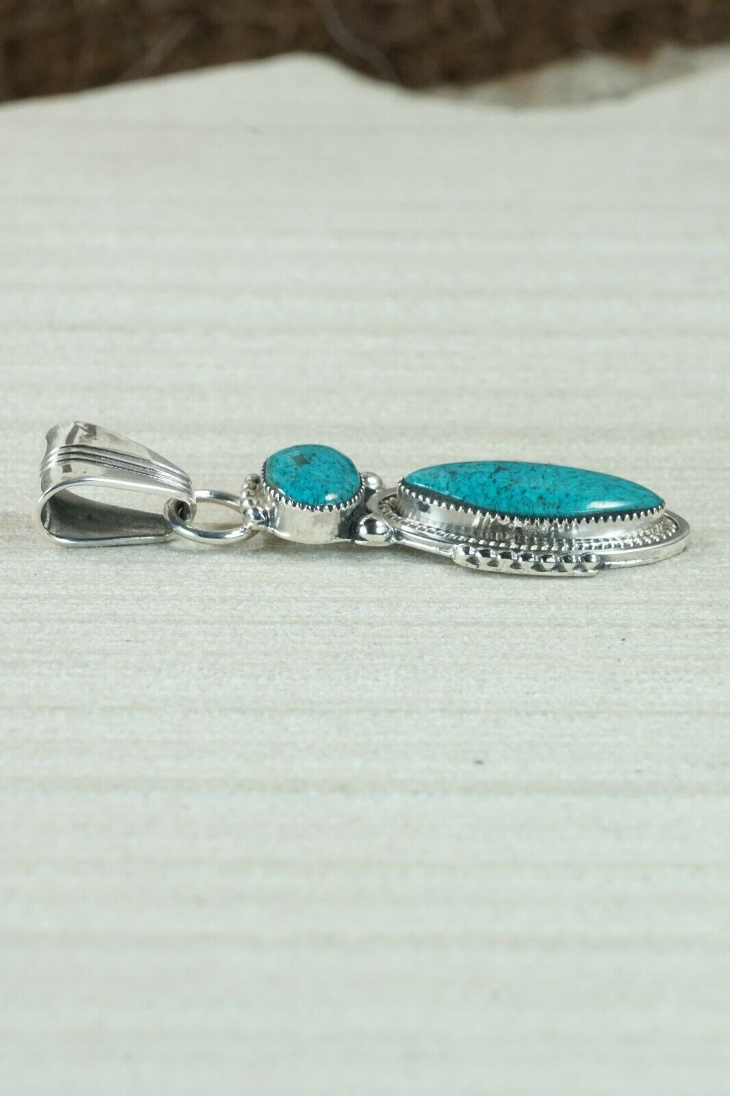 Navajo Turquoise and Sterling Silver Pendant - Bobby Platero